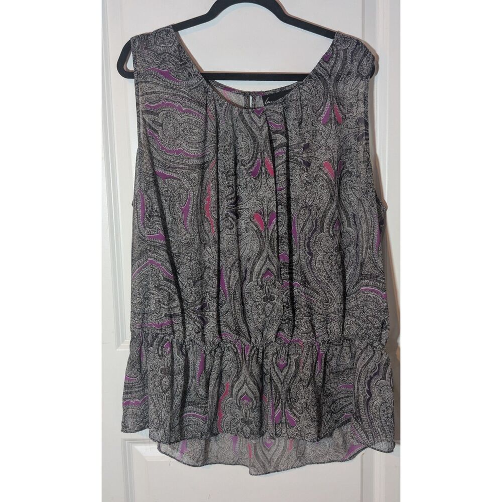 Lane Bryant Paisley Sleeveless Blouse Women’s Plus Size 22/24 Purple Gray